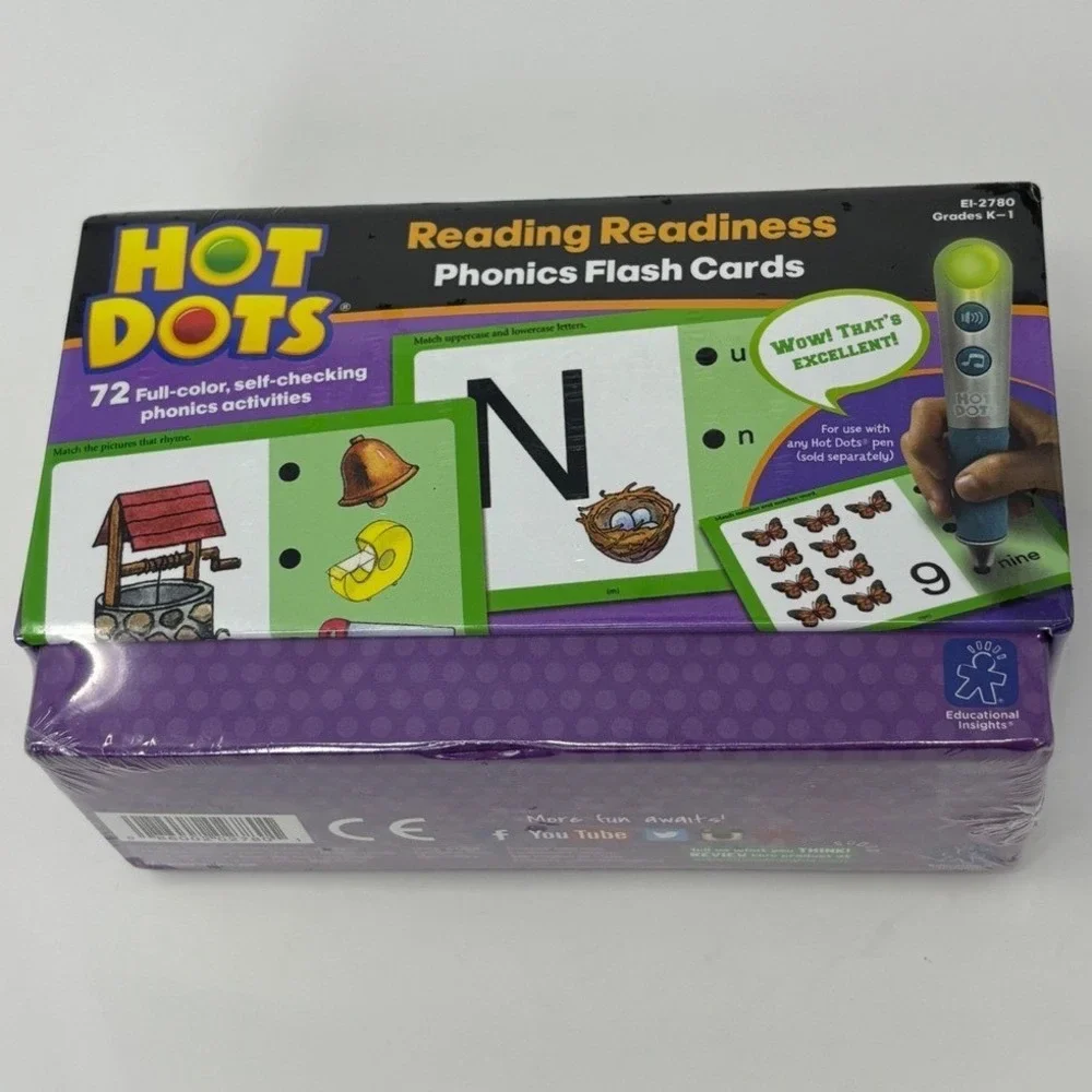 Hot Dots Reading Readiness Phonics Flash Cards Educational Insights EI-2780 K-1